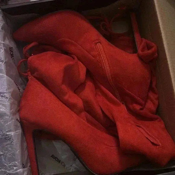 Vicky Over The Knee Boot - Red - Picture 3 of 5